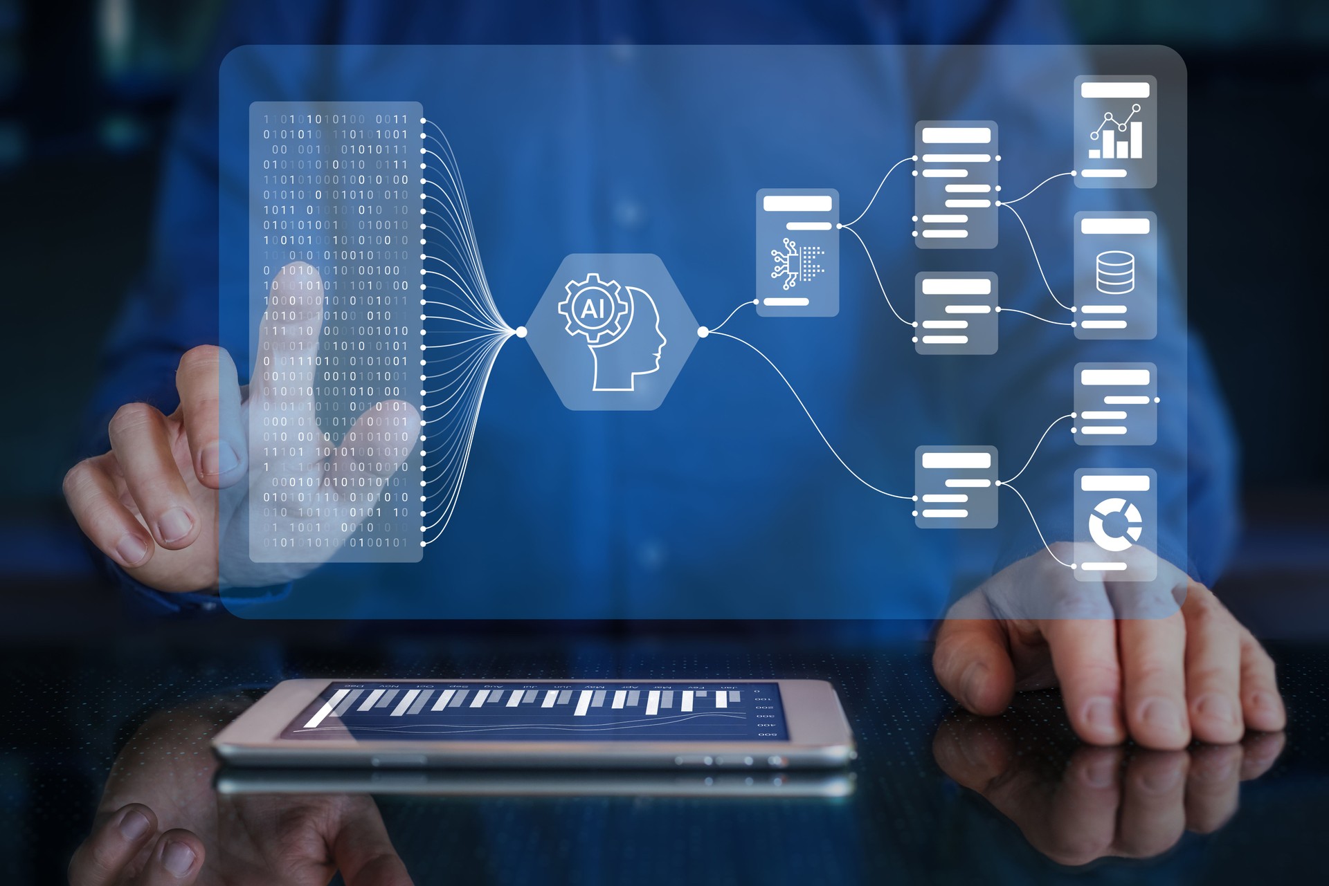 Professional real estate broker using a sleek automation dashboard by SmartEdge AI to manage client communications and generate leads.